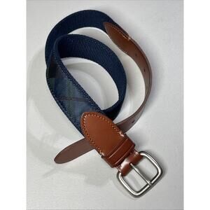 J Crew Crewcuts Boys Blackwatch Plaid Navy Belt Size Large Silver Buckle